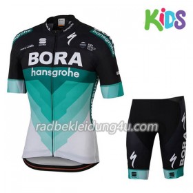 Set Fahrradtrikot + Radhose Kurze 2018 Bora-Hansgrohe Kinder N001 